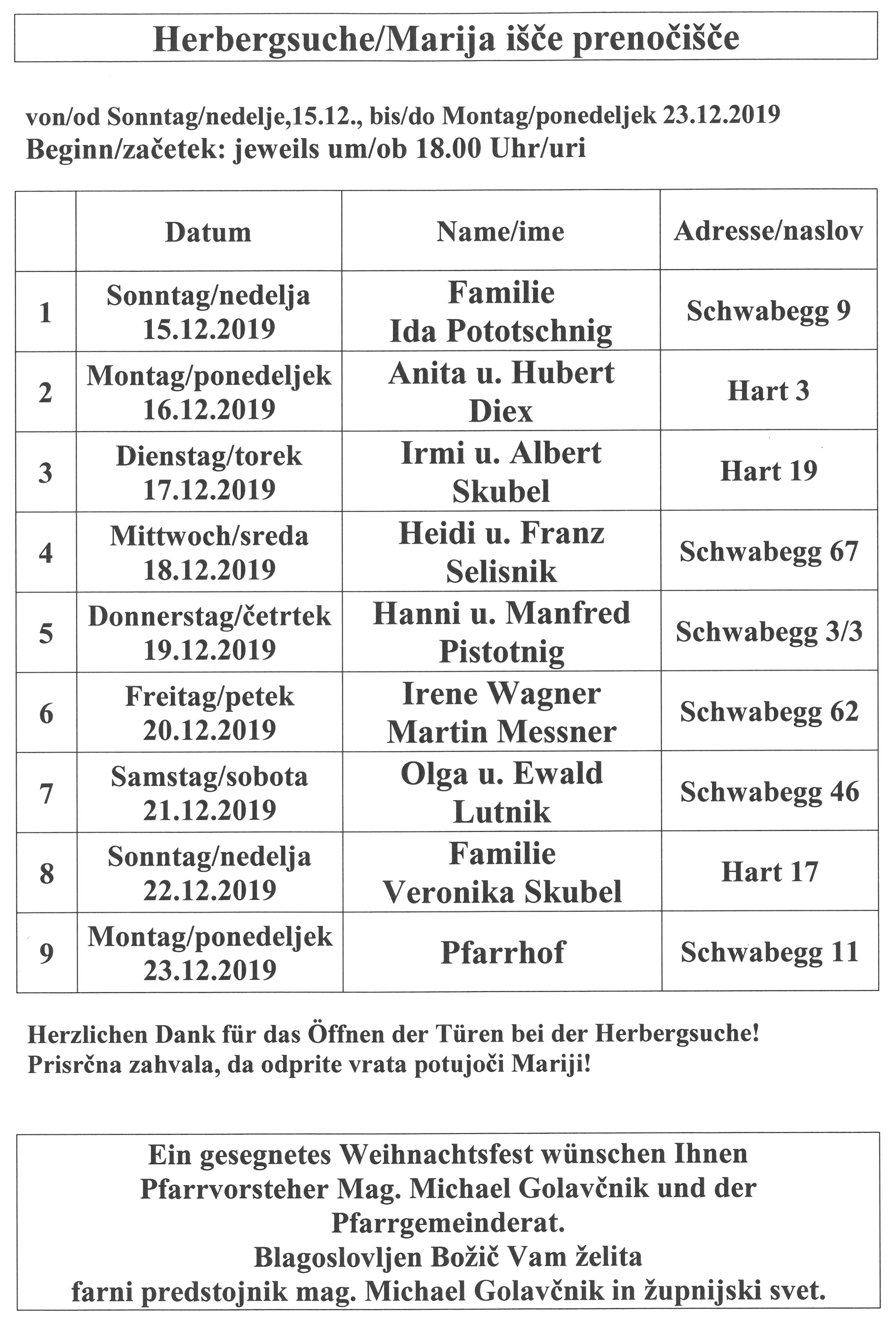 Liste Herbergsuche A5